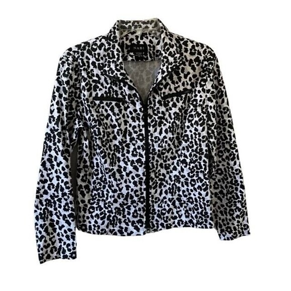 Nabi Black White Leopard Print Jacket Size Medium - Picture 1 of 5